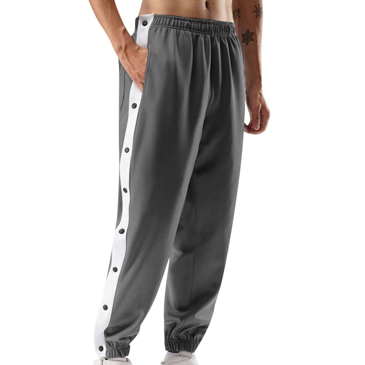 Men's  Pants High Split Snap Button