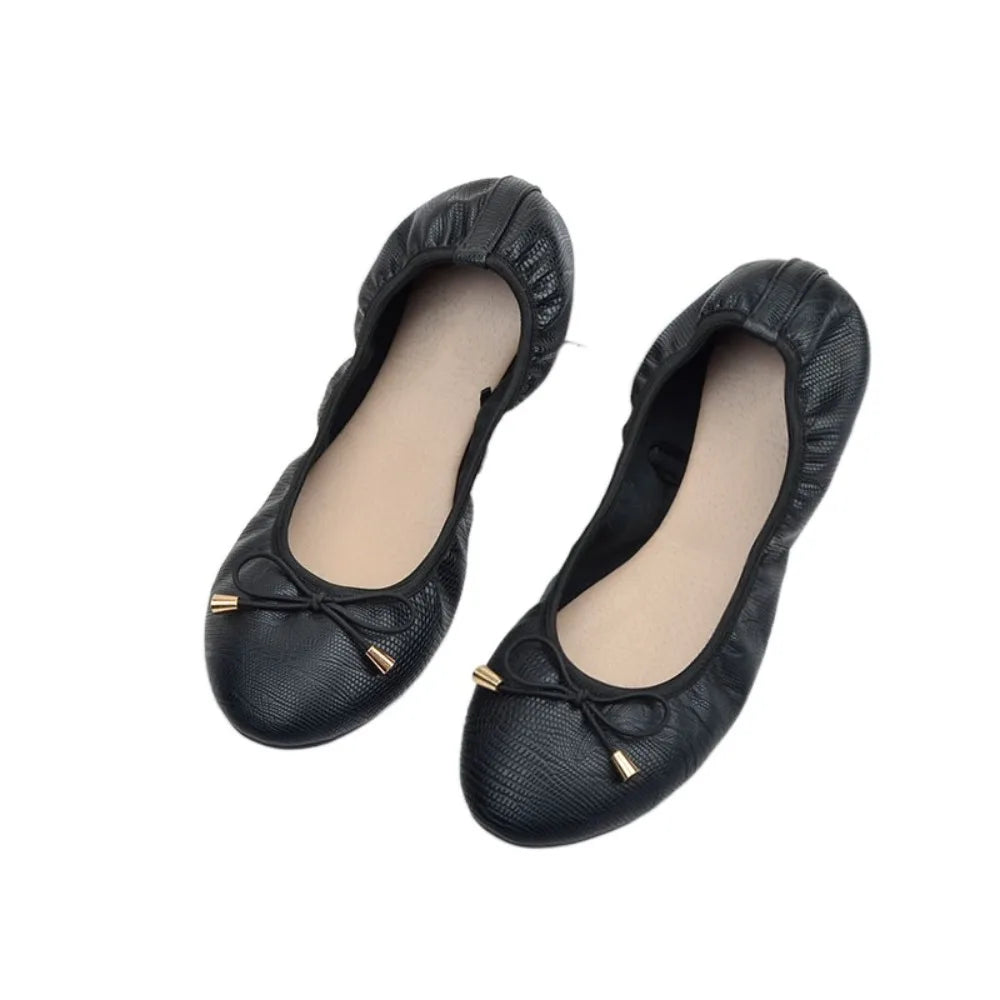 Fashion Shallow Mouth Ballet Shoes Bowknot Thread Ballet Flats