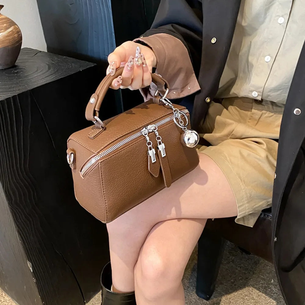 Fashion Tote Bag for Women Retro Simple Boston Bag Small Square Shoulder Bag Crossbody Purse
