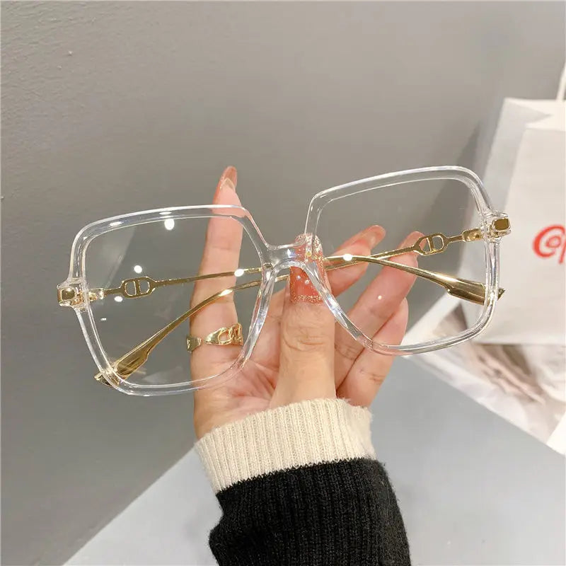 Anti Blue Light Flat Glasses  Metal Rectangular Frame