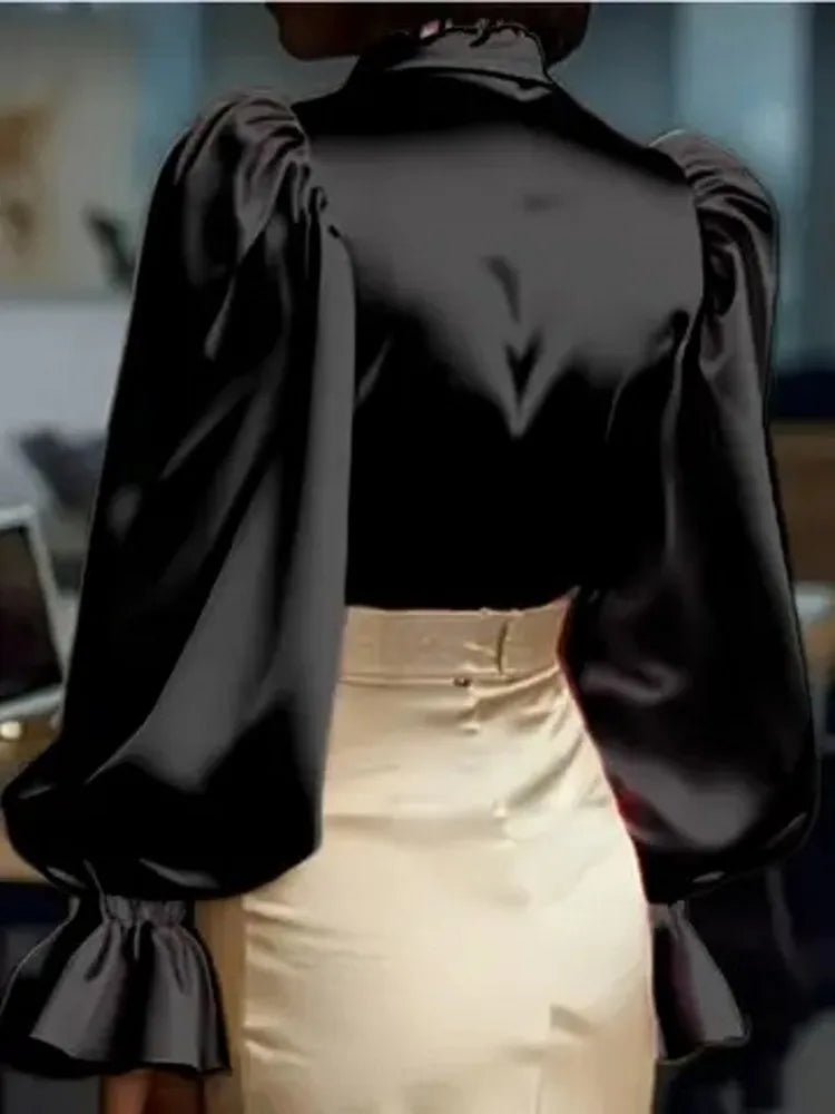 Long Sleeve Blouse Office Elegant Work Shirt