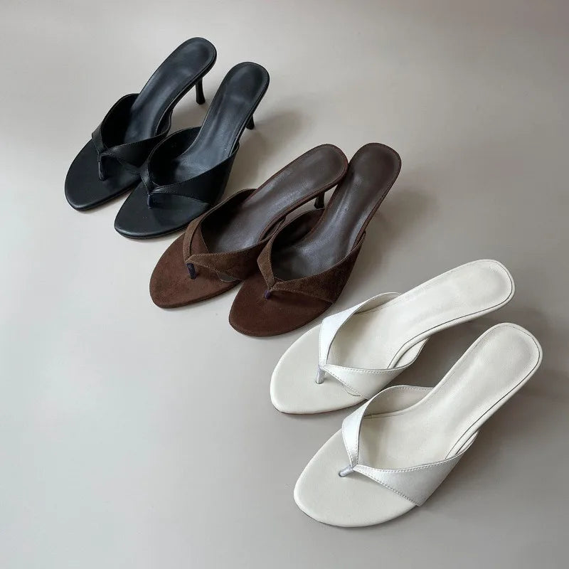 Women Slippers Fashion Clip Toe Party Dress Shoes Ladies Thin Heels Shoes