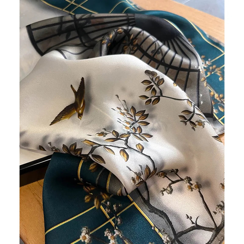 Silk Square Scarf Women Hair Ribbon