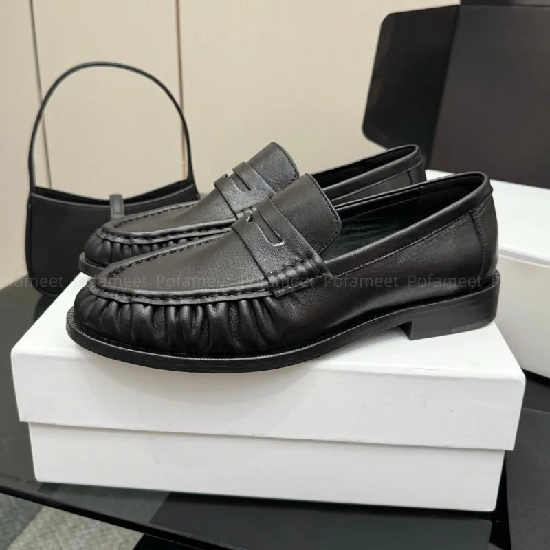Women Loafers Flats Round Toe Soft Suede Leather Top Quality Casual Shoes