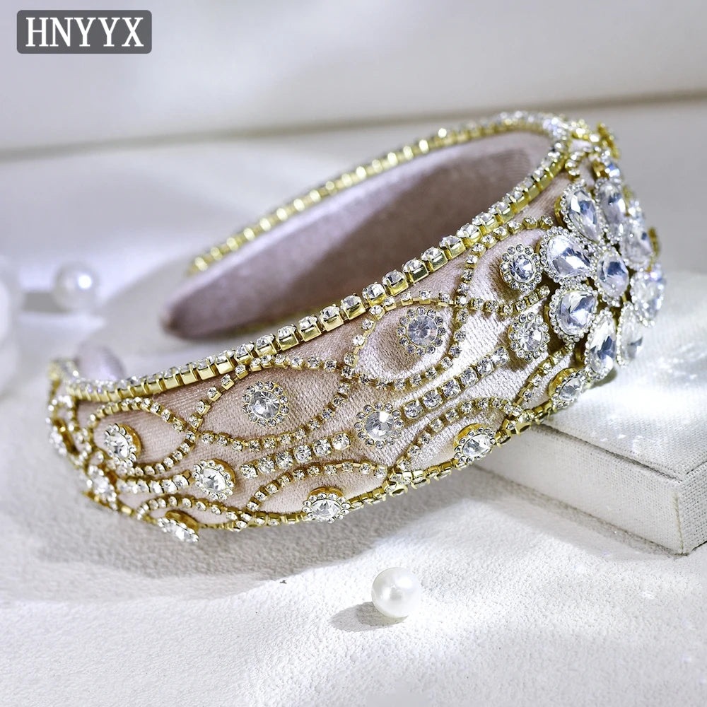 Baroque Rhinestone Hair Accessories Thickened Sponge Headband