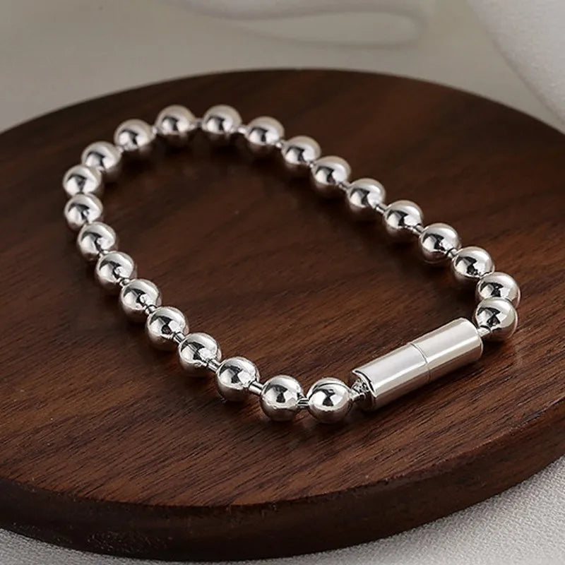 Silver Round Bead Bracelet for Girls