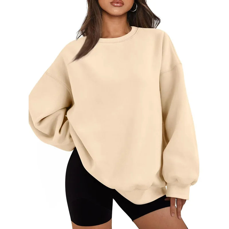 Women's Solid Color Sweatshirt Casual Long Sleeve Crew Neck Pullover