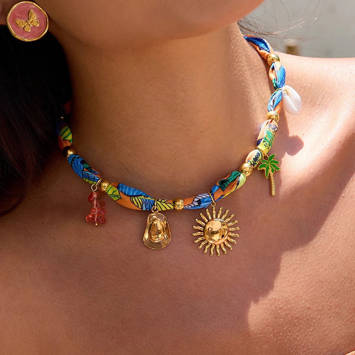 Zora Holiday Style Multi-charm Scarf Necklace