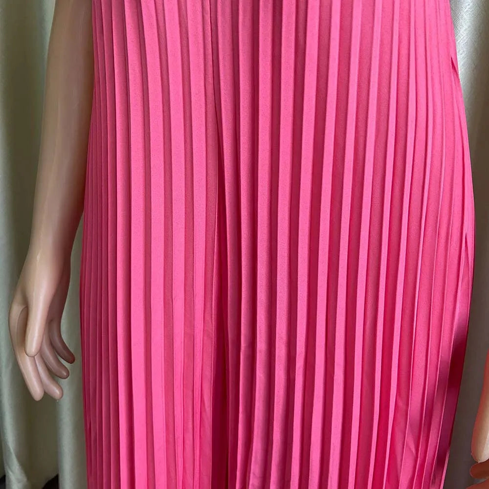 Pleated V neck Jumpsuit for ladies