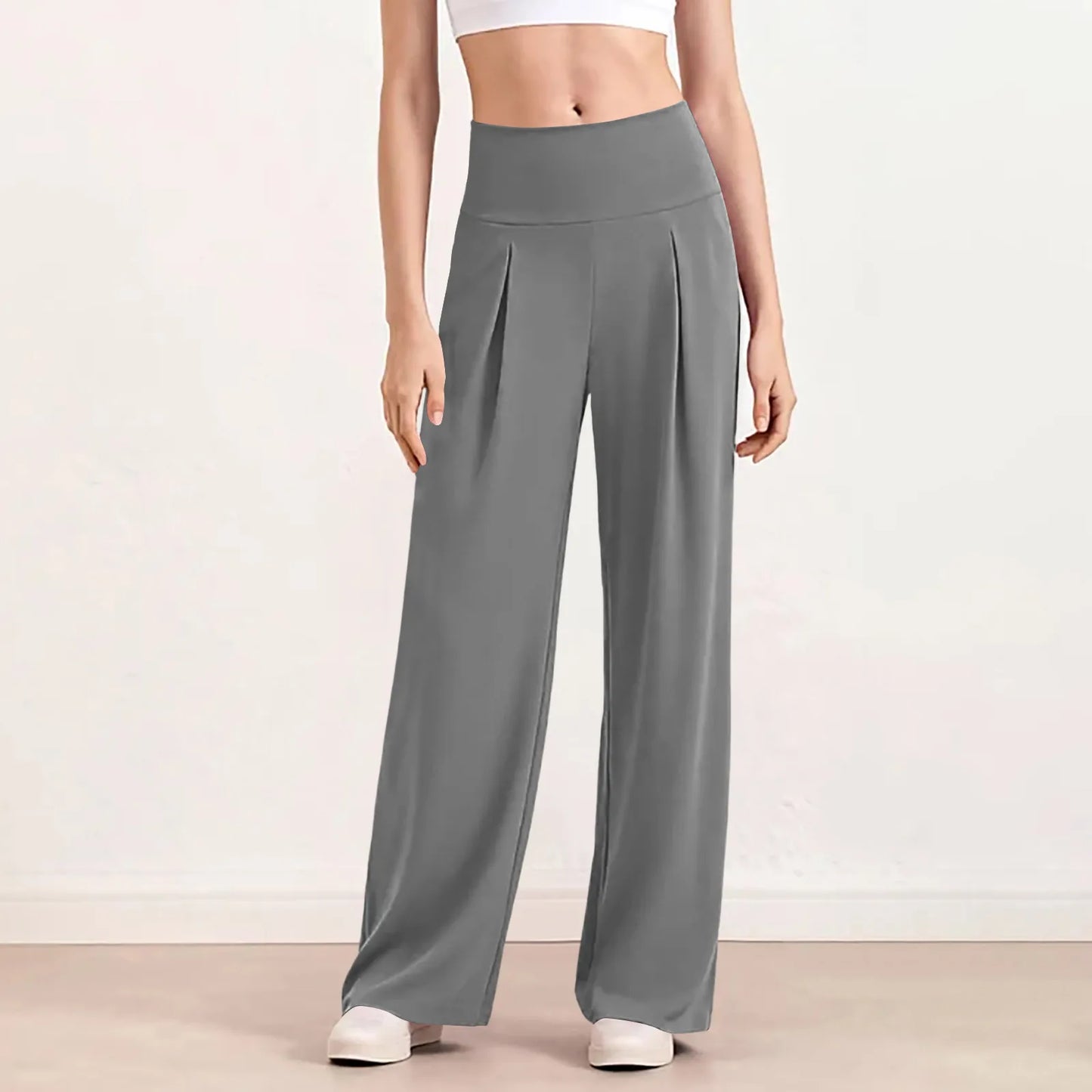 Women's Wide Leg Sports Pants  Comfortable Elastic Wide Leg Pants