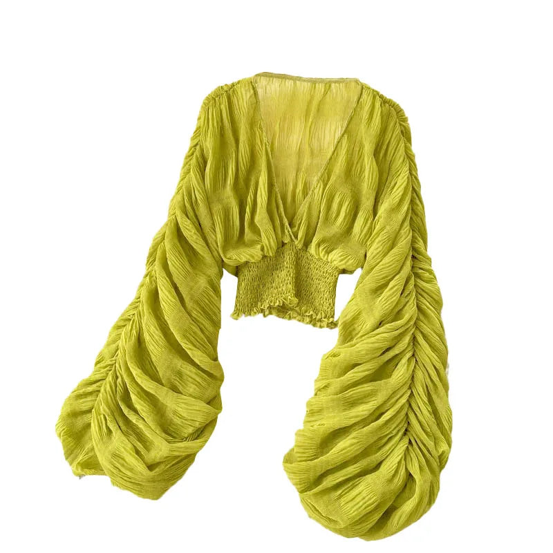 Women Sexy Chiffon Short Blouse