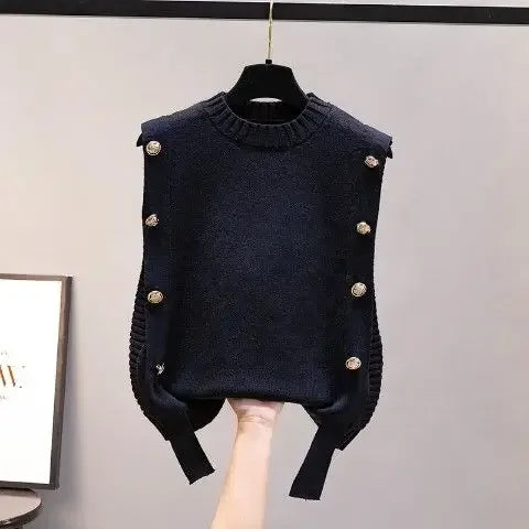 Black Knit Tops For Woman Round O Neck Women's Sweater