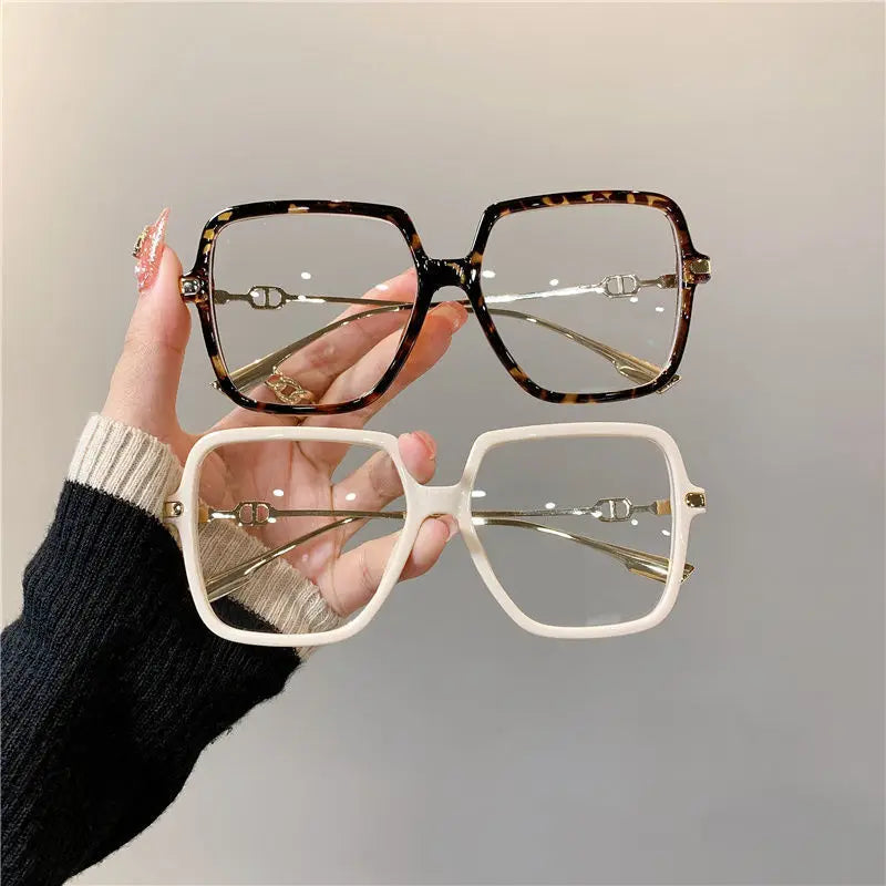 Anti Blue Light Flat Glasses  Metal Rectangular Frame