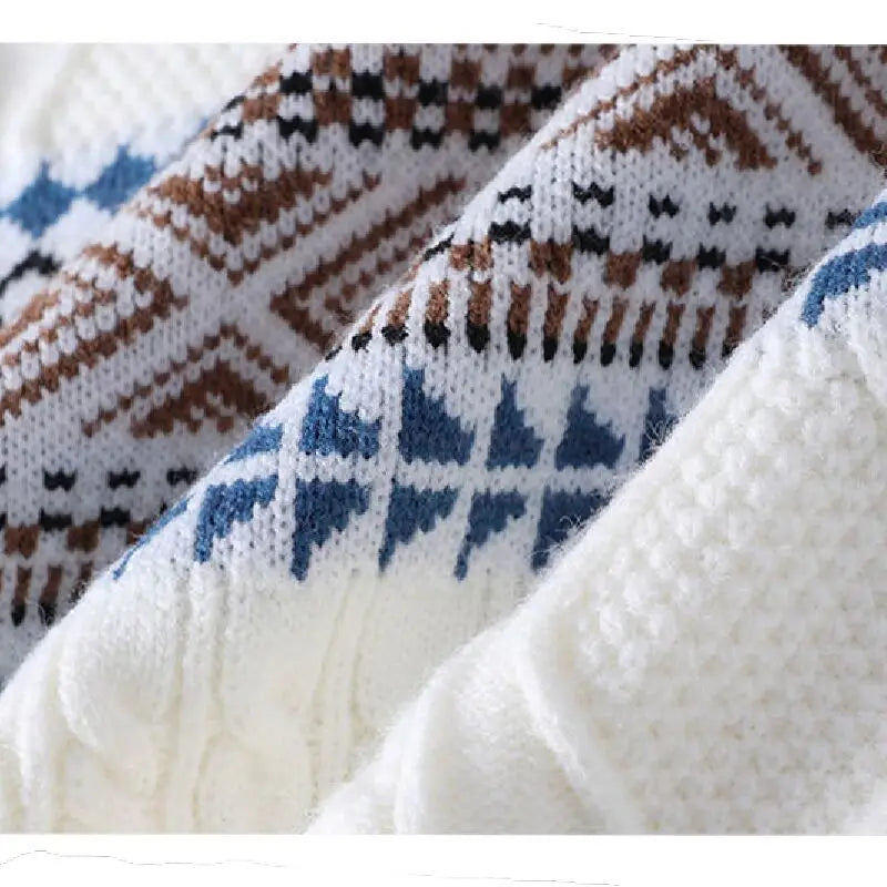 Male Embroidery Pullover Warm Knit Sweater
