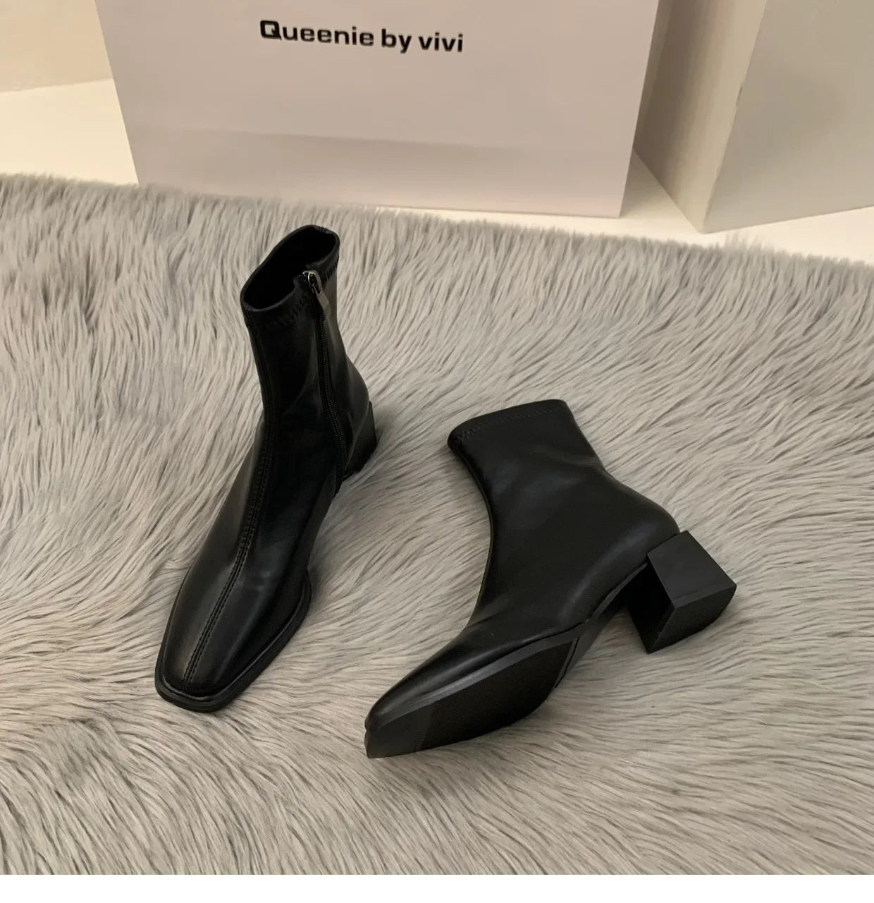 Short boots for women single boots round toe raised waterproof platform bare boots for women