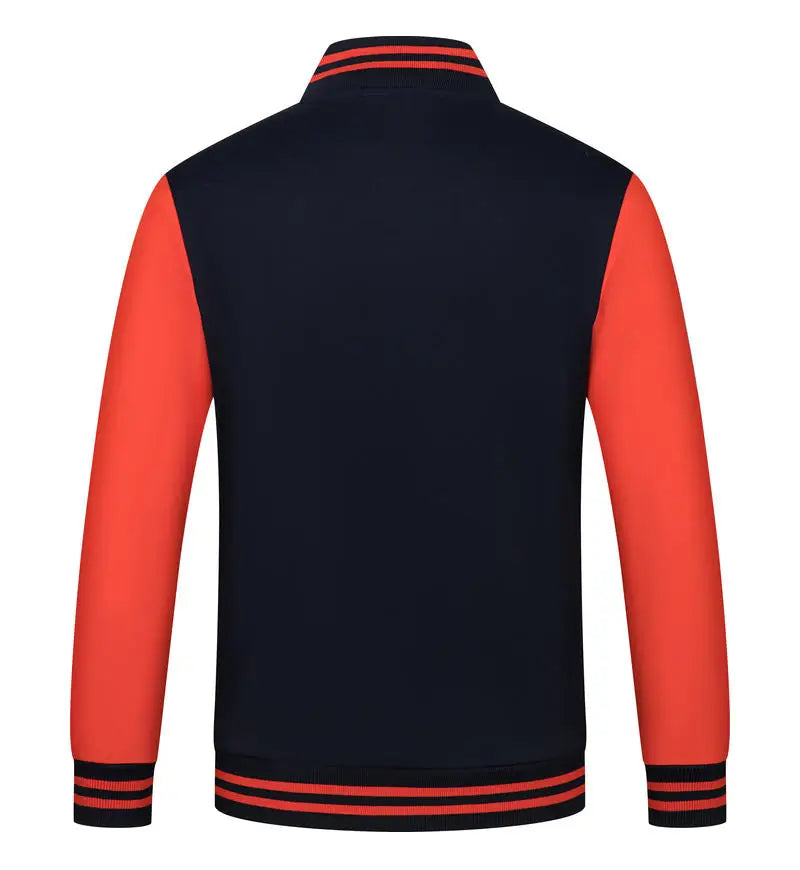 Unisex Varsity Team Baseball Jacket Men And Women Sports Zipper Bomber Coat