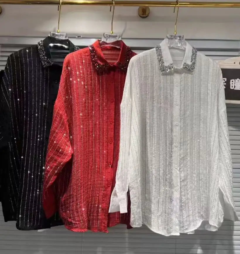 Woman Clothes Autumn Luxury  Blouses Female Clothing Long Sleeve