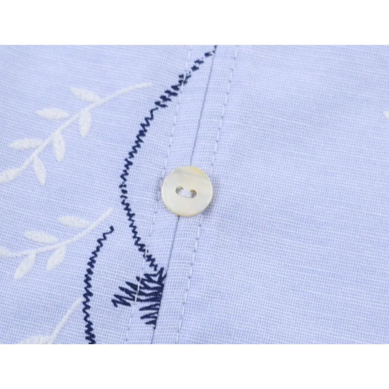 Women Printed Blouse with Embroidered Casual O Neck Long Sleeve