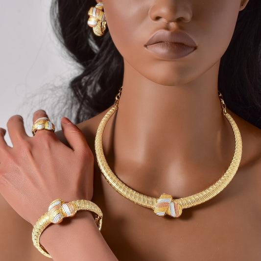 4pcs Women's Jewelry Set Colorful Bow Collar