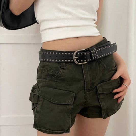 Women's Belt, Fashionable Streetwear Belt with Rivet Design