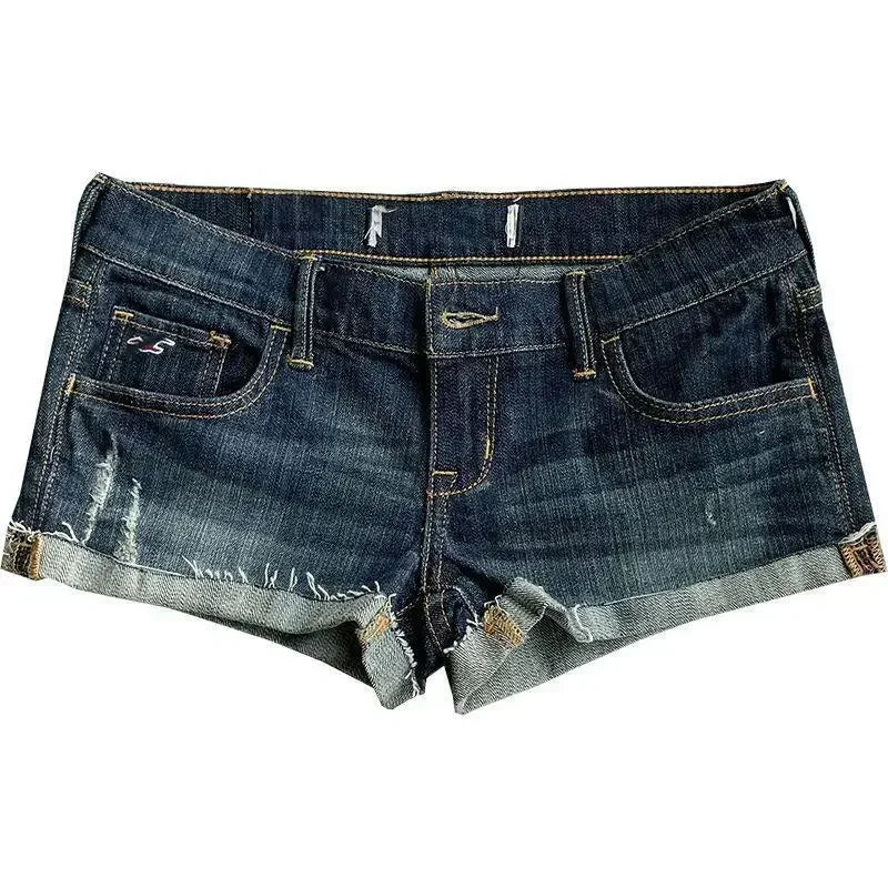 Jeans for Women Low Rise Curled Denim Shorts