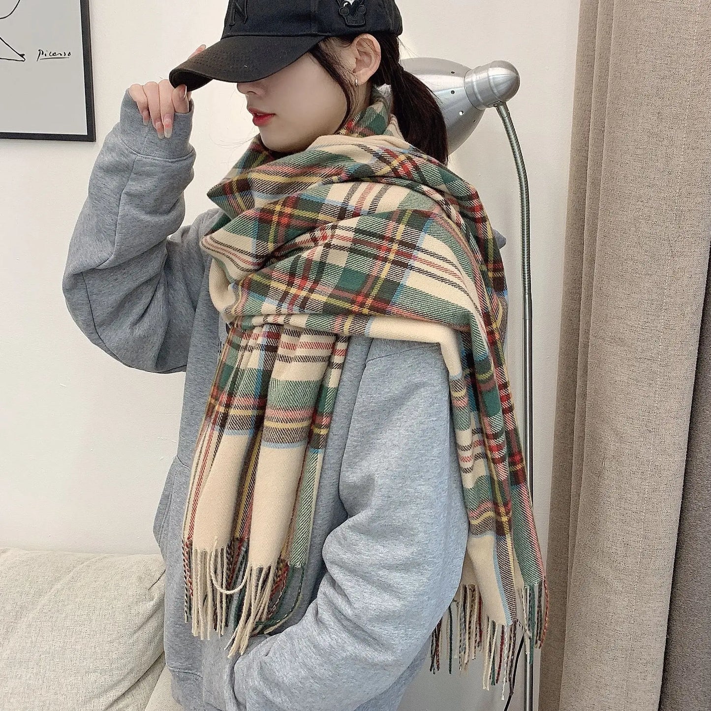 Tartan Warm Scarf Plaid, Soft Long Wrap Shawl