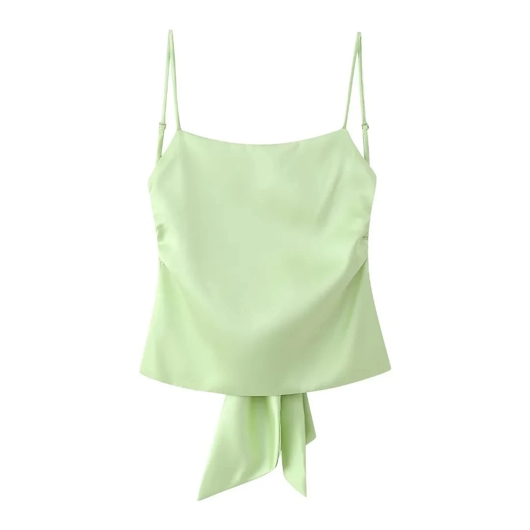 Women's Tank Tops with Tied Back, Straight Neck