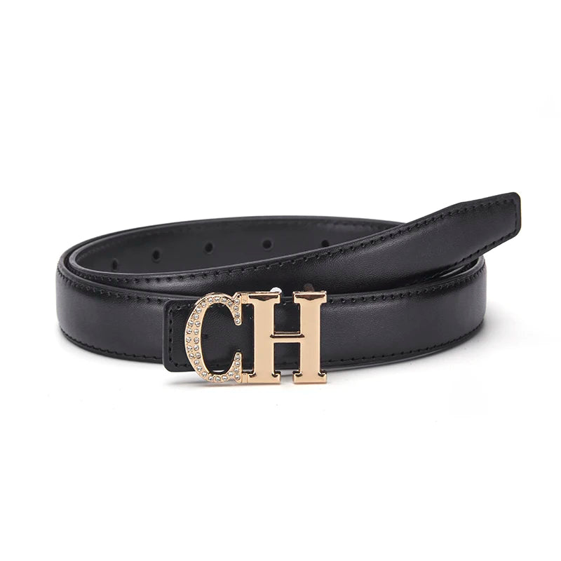 Women's Automatic Buckle Belt Simple And Fashionable Women's Casual Pants
