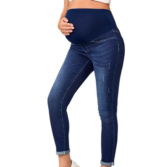 Maternity Jeans For Pregnant Women High Waist Support Belly Maternity Hip Lifting Elastic Denim