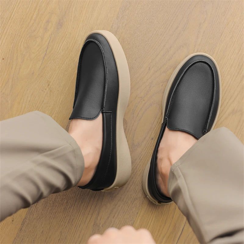 Men's Leather Shoes Formal Dresses Fashionable Flat Bottomed Walking Shoes