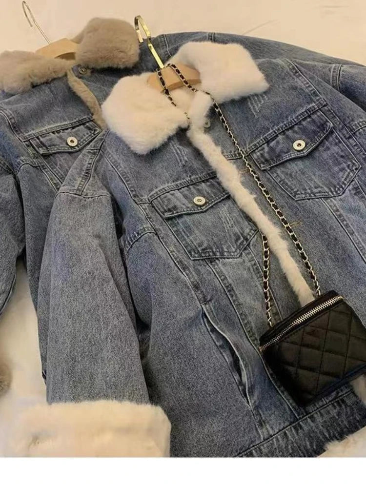 Denim Coats Turn Down Collar Jackets