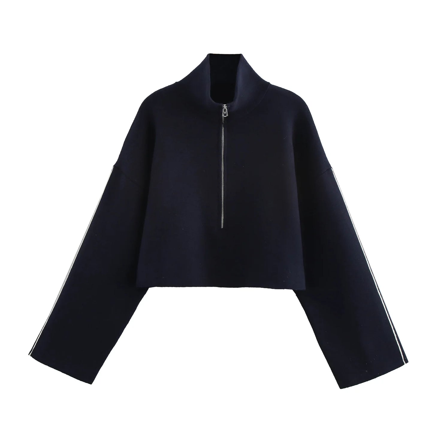 Women Black Cropped Coat  Casual Elegant Coat