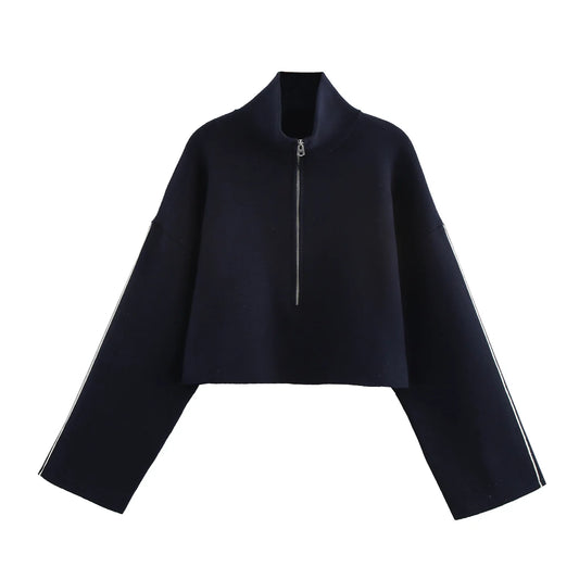 Women Black Cropped Coat  Casual Elegant Coat