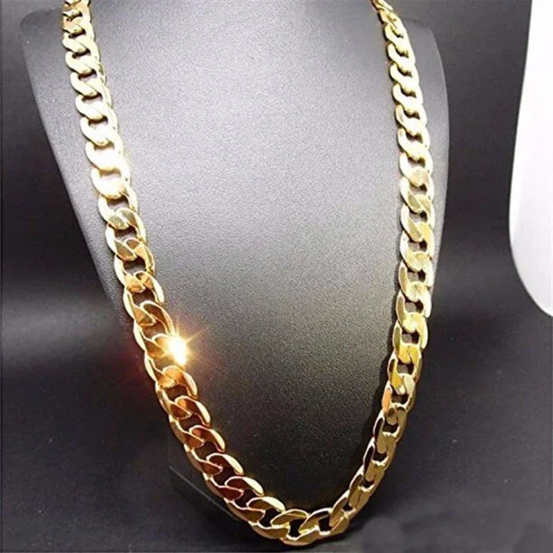 Pure Gold Color Chain Jewelry, Chapado  Ouro 10mm Chain For Men