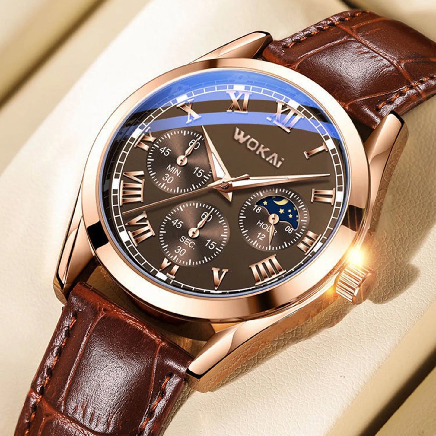 Fashion Men Luxury Watches Mens Business PU Leather Quartz Watch