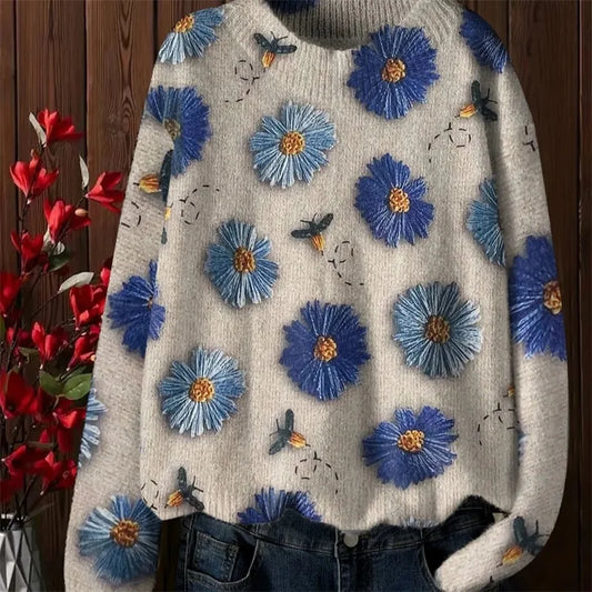 Women's Sweater  Fashion Pullover with beautiful design Loose printed sweater