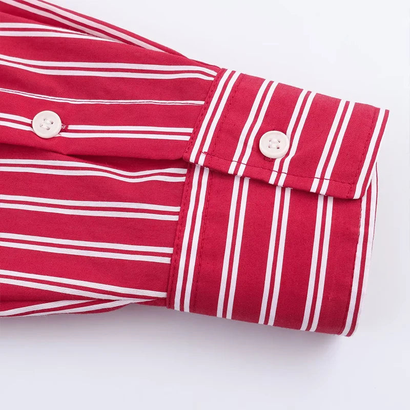 Woman Blouses Stripe Shirts Long Sleeve  Casual  Button Up Shirts
