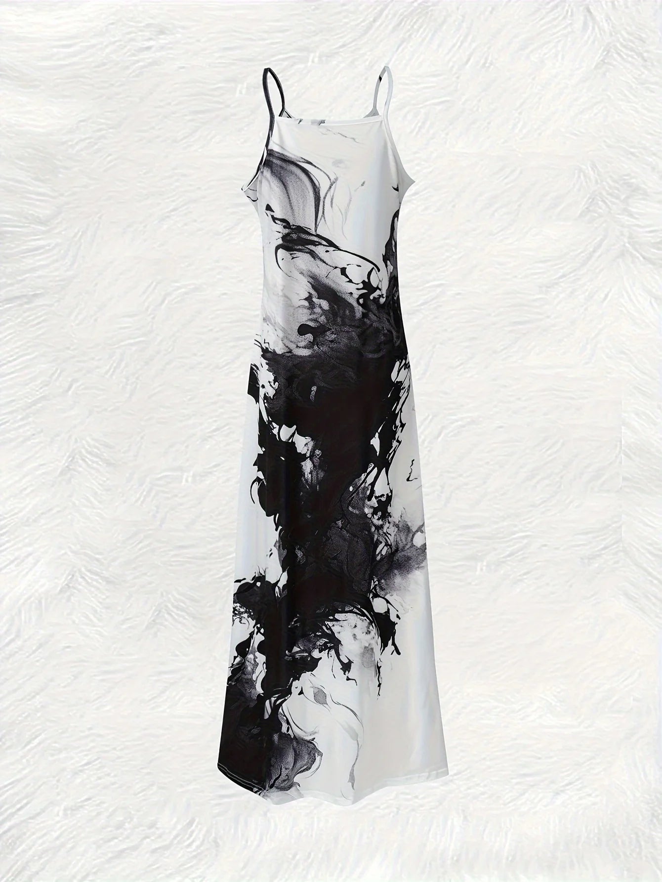 Abstract Marble Print Sleeveless Maxi Dress