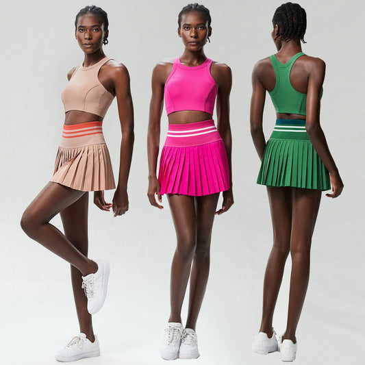 Women Tennis Set 2PCS Sexy Bra High Waist Sports Golf Skirts
