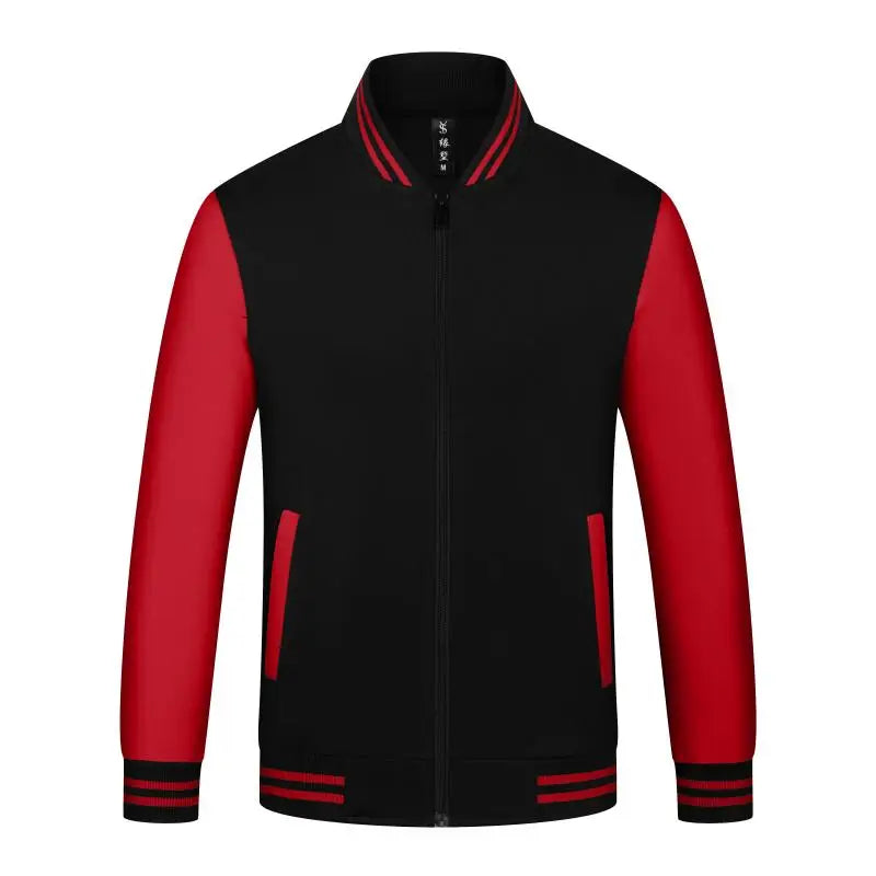 Unisex Varsity Team Baseball Jacket Men And Women Sports Zipper Bomber Coat
