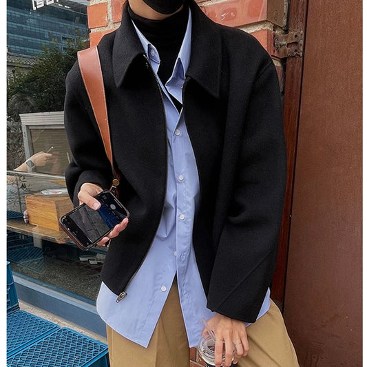 Women Winter Woolen Coat Fall Turn-Down Collar