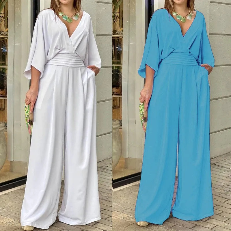 Woman Casual V-link Loose Jumpsuits