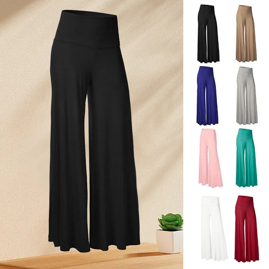 Women's Soft Wide Leg Pants Thin Stretch High Waist Palazzo Pants