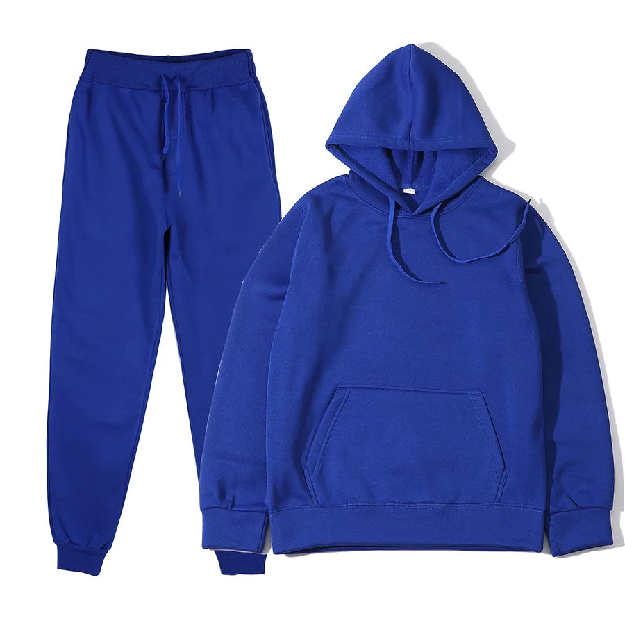 New Solid Color Hoodie+pants Two-piece set