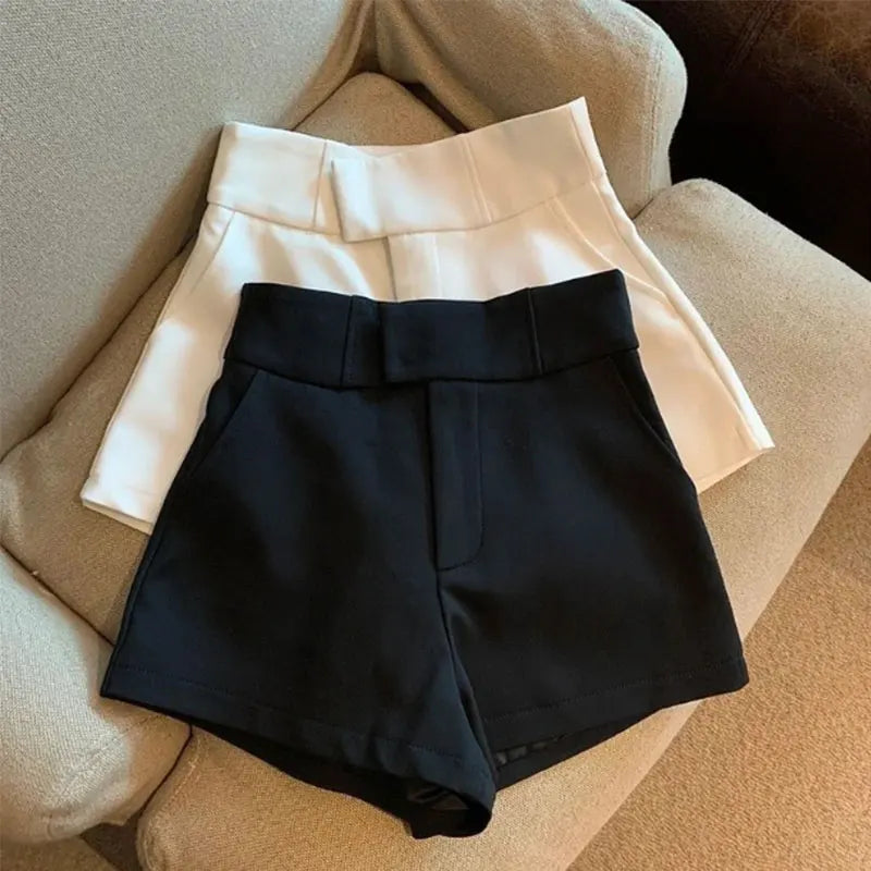 Women Mooyufon Black Shorts  Slim Casual Straight Pants