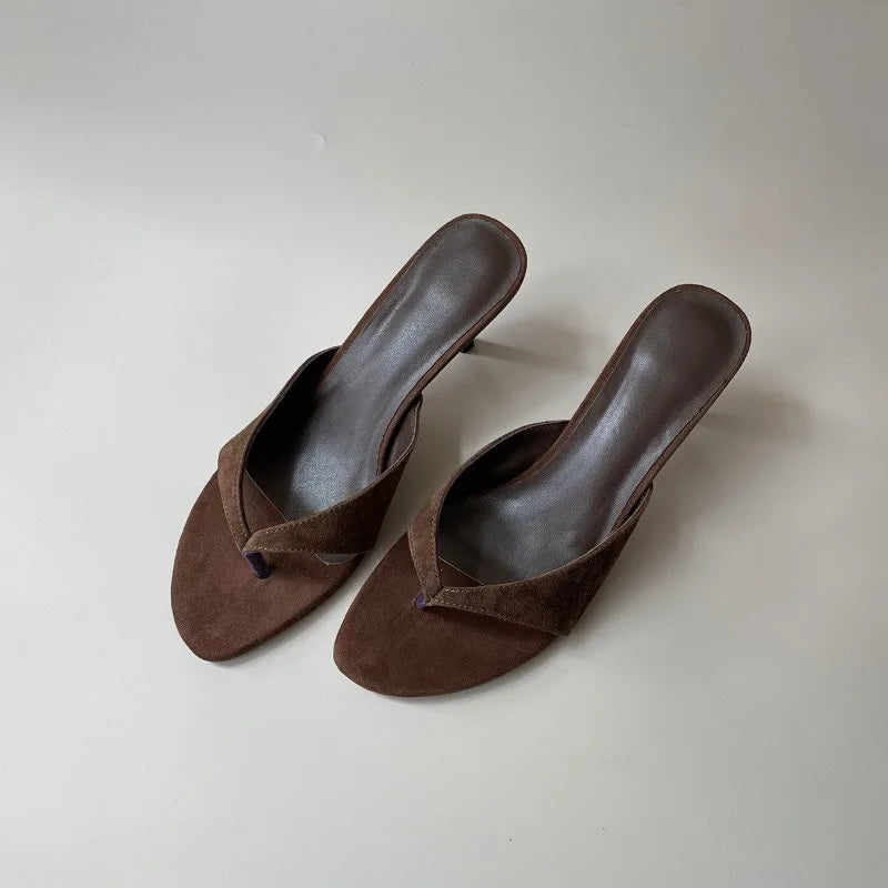 Women Slippers Fashion Clip Toe Party Dress Shoes Ladies Thin Heels Shoes