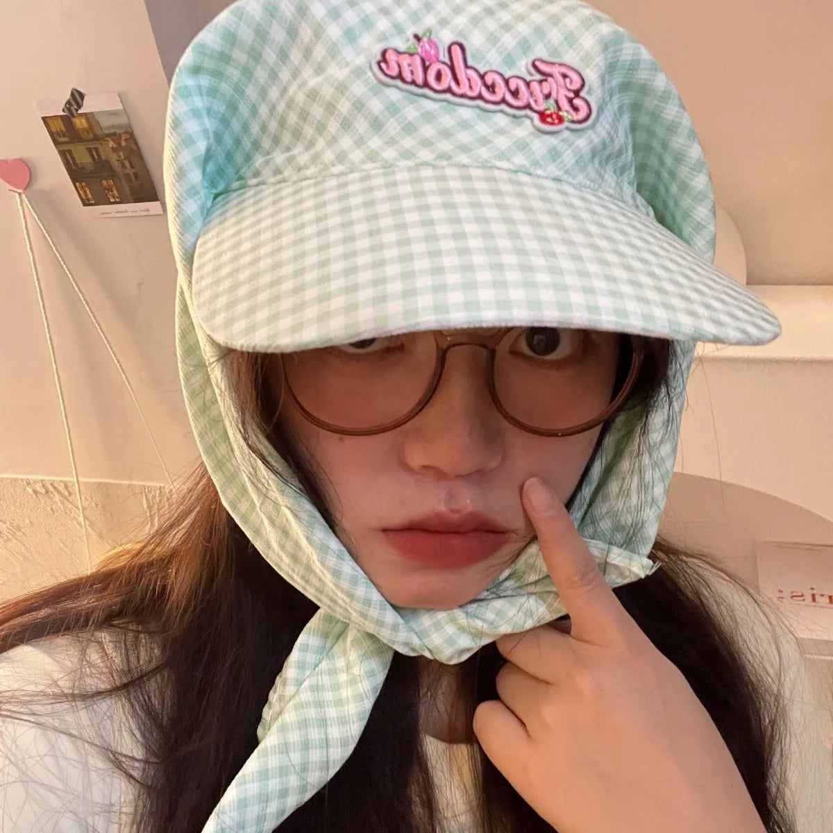 Ladies' Sunshade Hats Plaid Simple Versatile Headwears