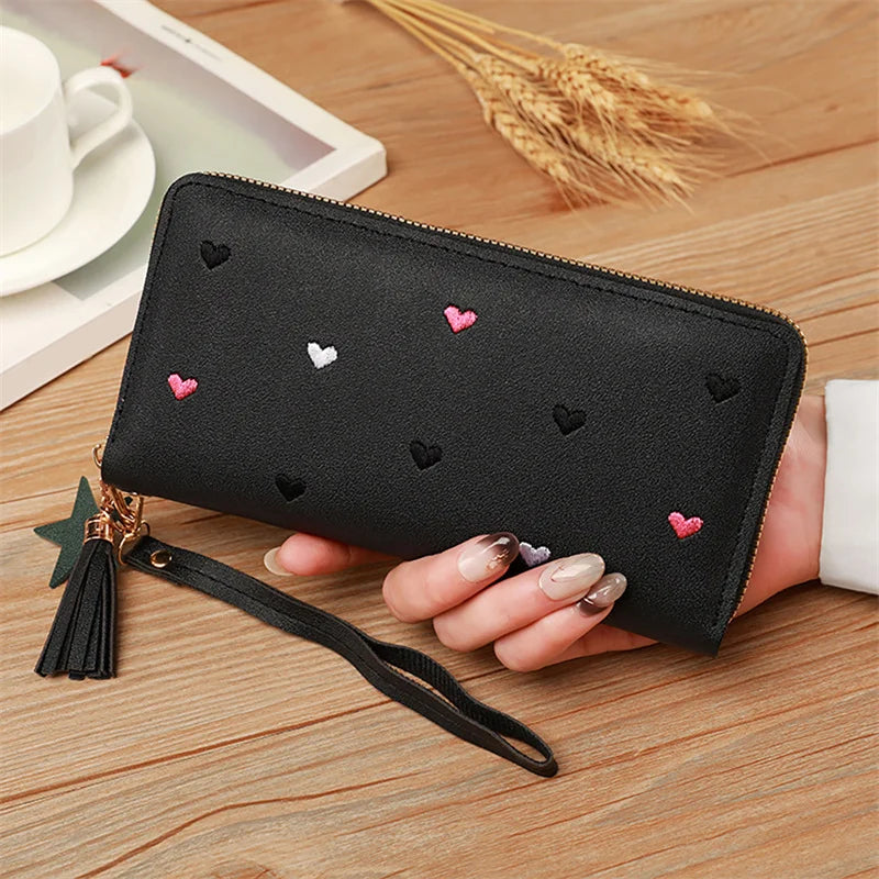 Women Long Wallets Purses Luxury Love Heart Wallets for Ladies