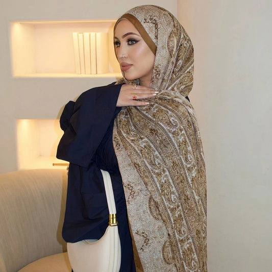 Ramadan Hijabs for Women Spring Water colour Shawl Soft Muslim Eid Hijabs