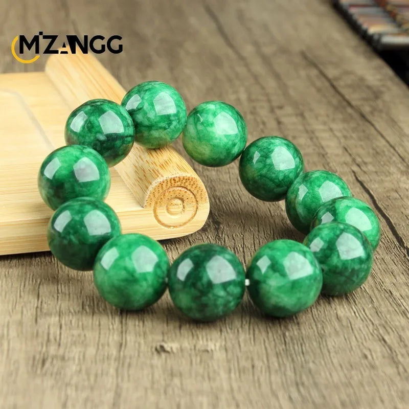 Natural Jade Dry Green Bracelet Necklace Hand-carved